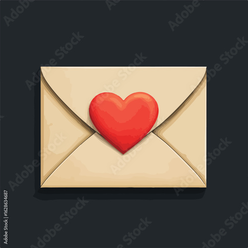 Romantic Love Letter Envelope with Heart