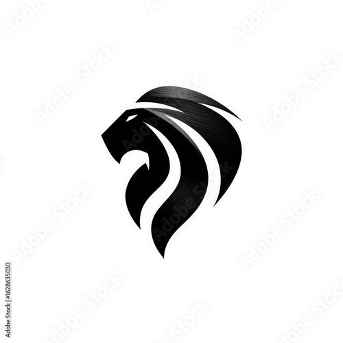 Bold black lion head graphic design.