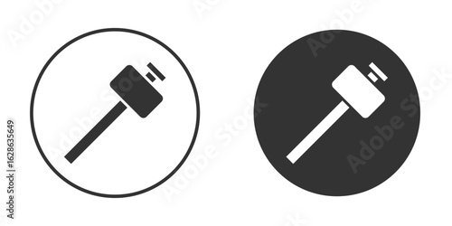Wooden mallet icons pack. vector glyph flat icons