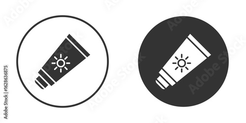 Sunscreen icons pack. vector glyph flat icons