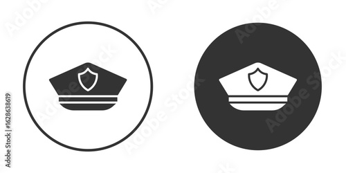 Police cap icons pack. vector glyph flat icons