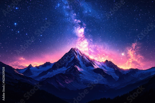 Milky Way over a mountain.