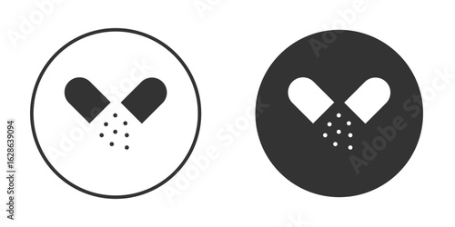 Open Capsule Pill icons pack. vector glyph flat icons