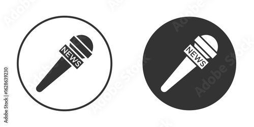 News microphone icons pack. vector glyph flat icons