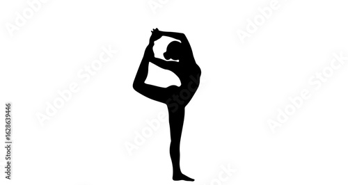 Yoga pose silhouette standing bow pulling pose for balance flexibility and strength training exercise