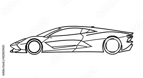 Drawing of a sports car outline vector illustration for coloring book and graphic design project 100