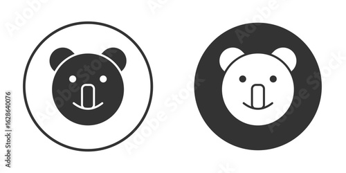 Koala head icons pack. vector glyph flat icons