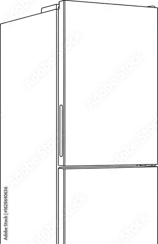 Modern Refrigerator and Freezer Appliance Line Art Vector Icon