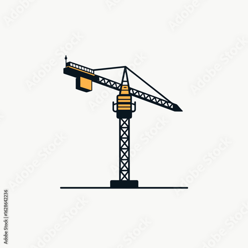 Tower crane lifting materials on construction site, industrial progress