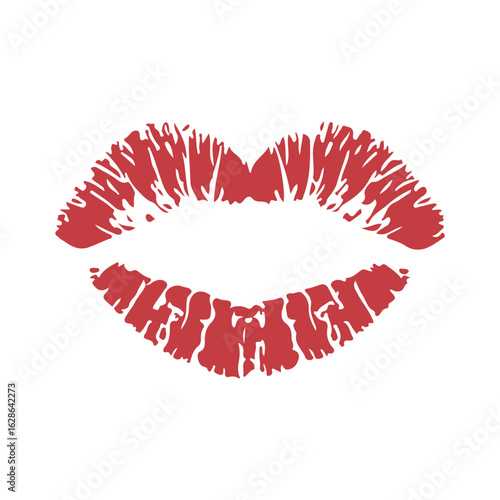 Red Lip Print Clipart Kiss Mark Vector Isolated Illustration