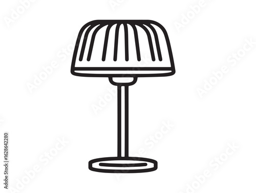 Decorative nightstand lamp illustration in modern vector outline style