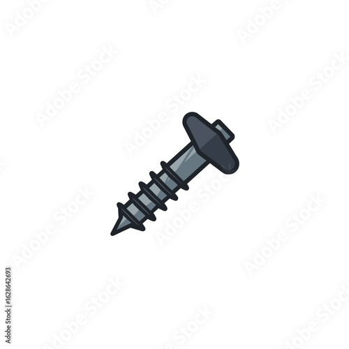 Metal screw illustration, sleek design, minimalistic style