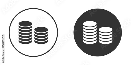 Coins stack icons pack. vector glyph flat icons