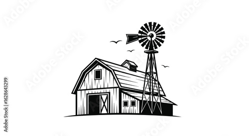 Vintage Barn with Windmill