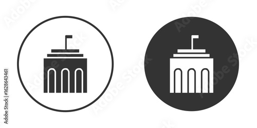City hall building icons pack. vector glyph flat icons