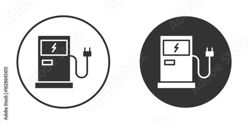 Charging station icons pack. vector glyph flat icons