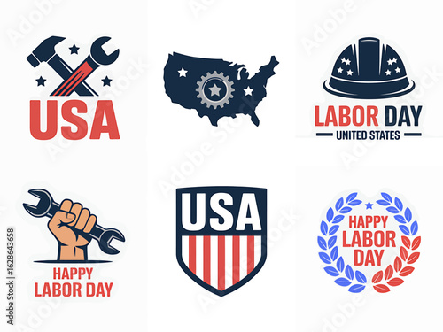 Celebrating Labor Day with Patriotic Icons and American Pride Honoring Workers and the USA
