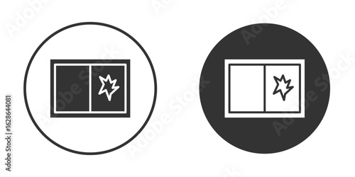 Broken window icons pack. vector glyph flat icons