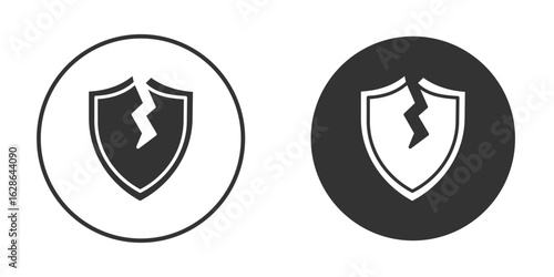 Broken shield icons pack. vector glyph flat icons