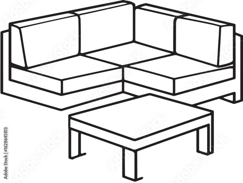 Stylish outdoor sectional icon in minimal elegant vector design