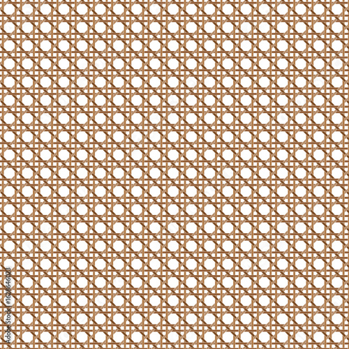 Brown Interlocking Caning Lattice Pattern with White Outline