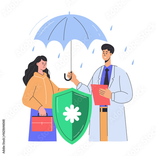 A flat style illustration representing medical insurance
