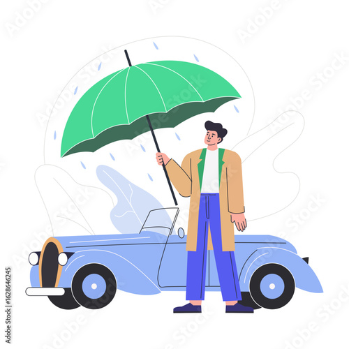 A flat style illustration representing car insurance