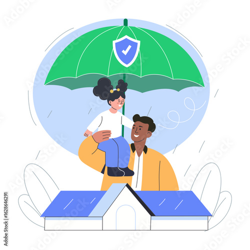 A flat style illustration representing house protection