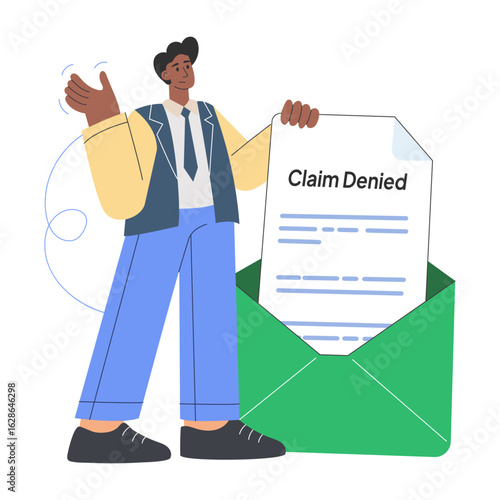 A flat style illustration representing denied claim