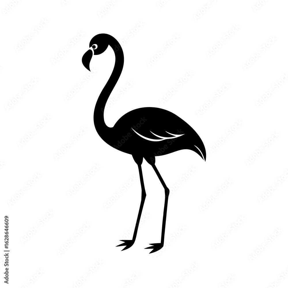 Fototapeta premium Silhouette a flamingo with a curved neck long legs bird animal