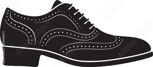 Luxury Wingtip Brogue Shoe in Black and White Silhouette