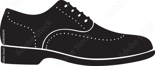 Sleek Brogue Leather Dress Shoe in Black and White Silhouette