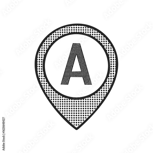 Free Download Location pin icon with letter A inside a dotted circle - GFXLoad