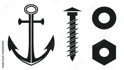 Anchor screw washer nut black