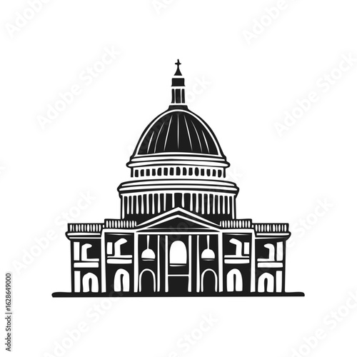 Majestic Domed Building Silhouette Symbolizing Government Authority and Legislation