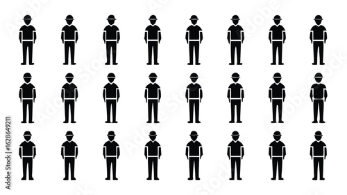 Black silhouette figures wearing hats people