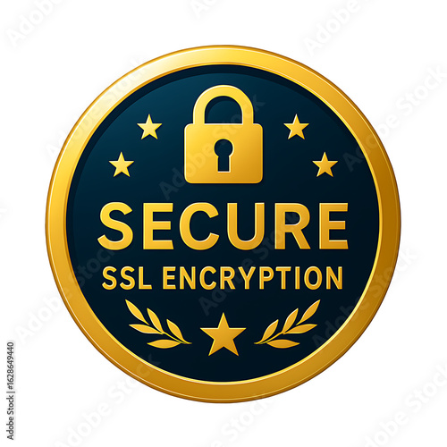 Golden secure ssl encryption emblem