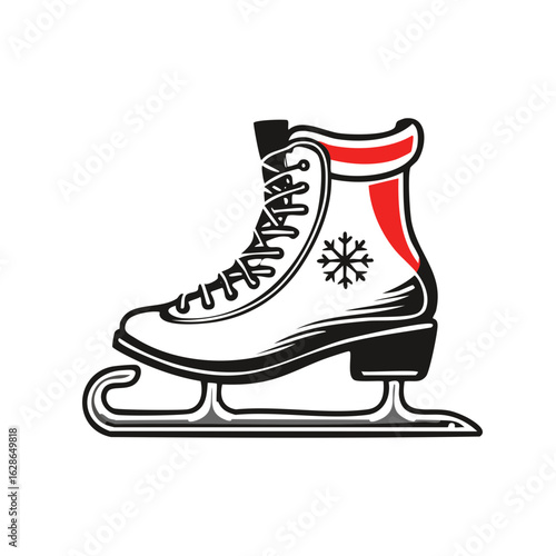 Classic figure skate illustration with snowflake design for winter activities