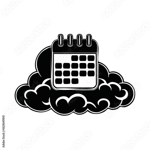 Abstract Cloud Computing Calendar Schedule Organizer Appointment Reminders in Black and White
