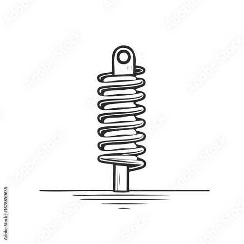 Hand Drawn Shock Absorber Sketch Illustration for Automotive Suspension System