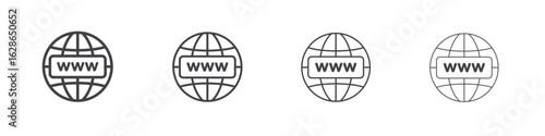Website globe icon outlines - vector simple illustration