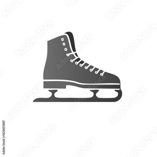 Vector icon of a gray ice skate. Winter sport equipment for skating and recreation.