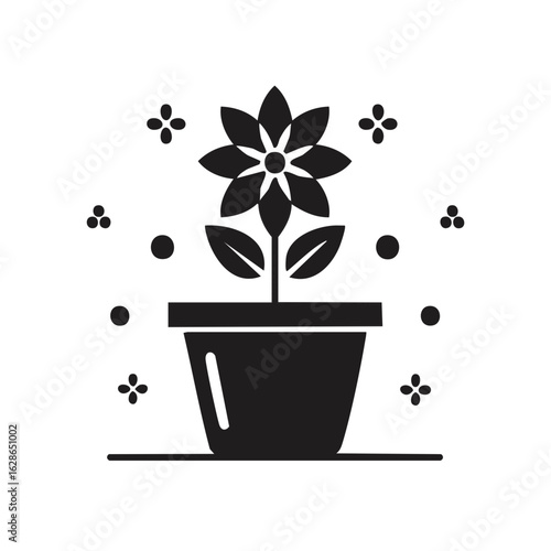 Flower in a Pot Vector Graphic Icon Design Floral Pot Icon Flowerpot Illustration