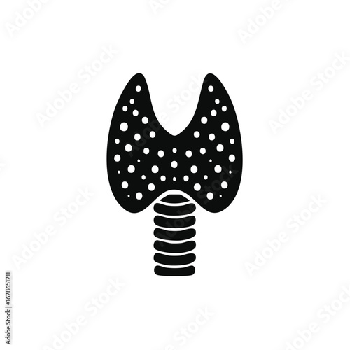 Thyroid gland icon. Simple black and white medical illustration of human endocrine system organ.