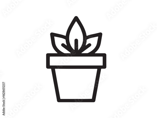 Elegant plant pot icon in modern minimal vector design