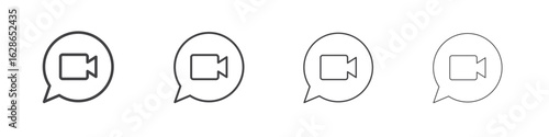 Video call icon outlines - vector simple illustration