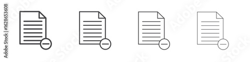 Remove document icon outlines - vector simple illustration