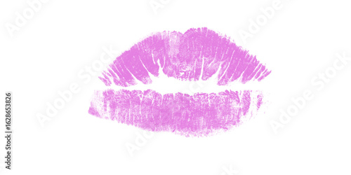 pink kiss stamp, soft pastel lipstick lip mark isolated for romantic greeting designs beauty visuals and cosmetic packaging artwork
