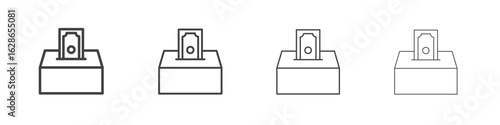 Money donation icon outlines - vector simple illustration