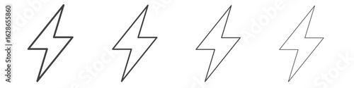 Lightning bolt icon outlines - vector simple illustration